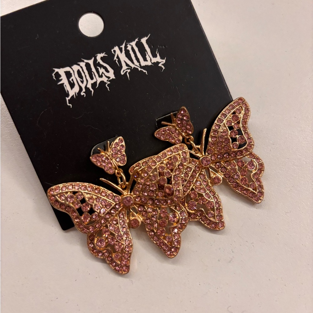 Dolls Kill Butterfly Earrings - Pink - Picture 2 of 4
